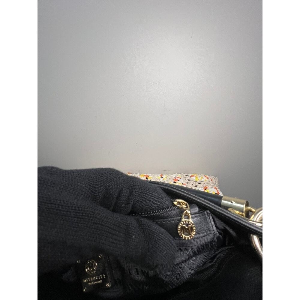 Metrocity Black Embossed Pebbled Leather Shoulder Bag Tassel Italy - Picture 13 of 13